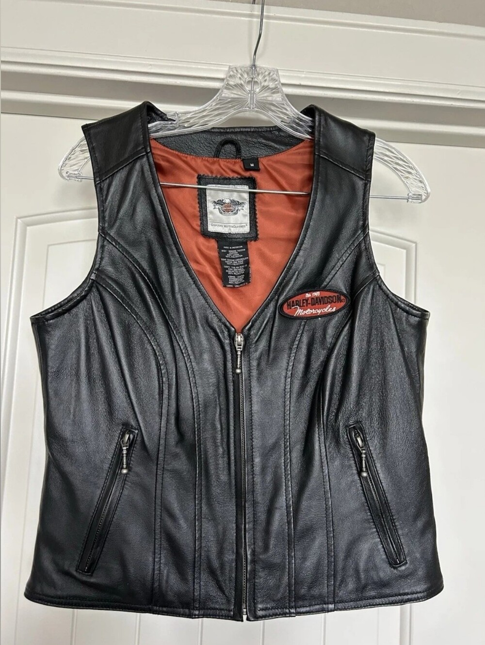 Harley davidson Rare Classic Vintage Vest Genuine Leather Size M